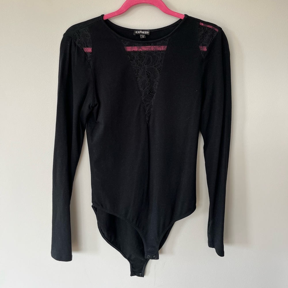 Express - lace bodysuit with lowcut lace V